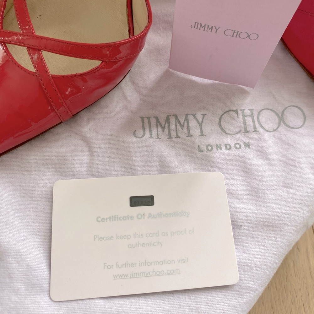 JIMMY CHOO Raspberry Patent Leather Pointed Toe Pumps 36.5 - Picture 14 of 16